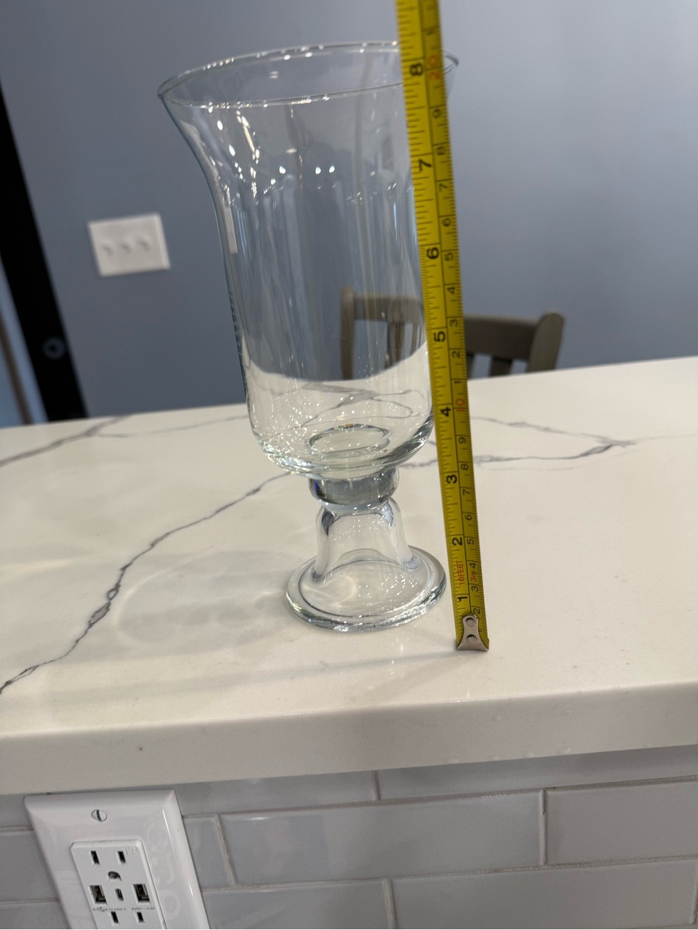 Southern Living Virginia Tall Hurricane Clear Footed Vase 8” tall